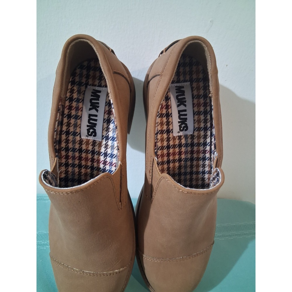 MUK LUKS Womens Tan Faux Leather Cap Toeβ Slip On Loafers Size 8 WMMK45RN010
